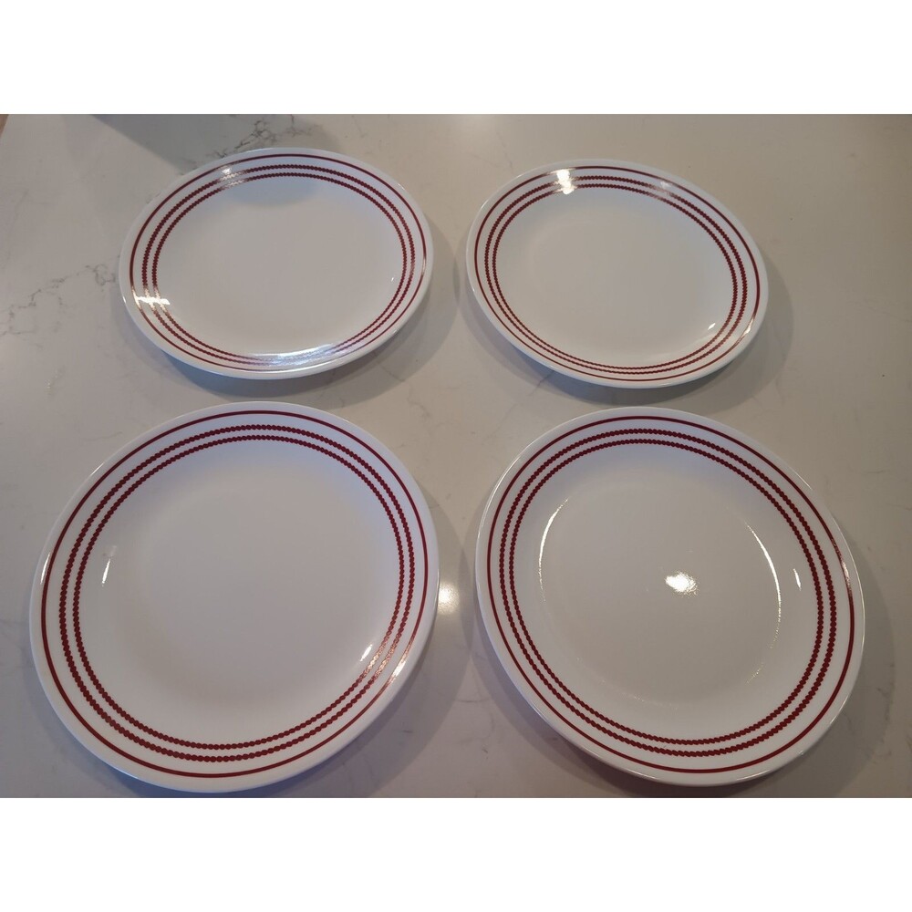 Corelle Classic Cafe Red Dinner Plates 10 1/4" Lot of 4